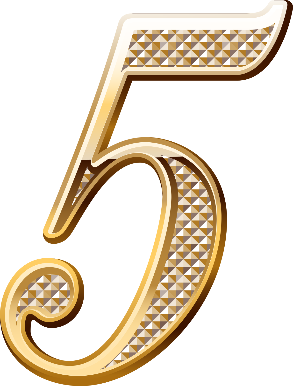 the number five in gold and diamonds