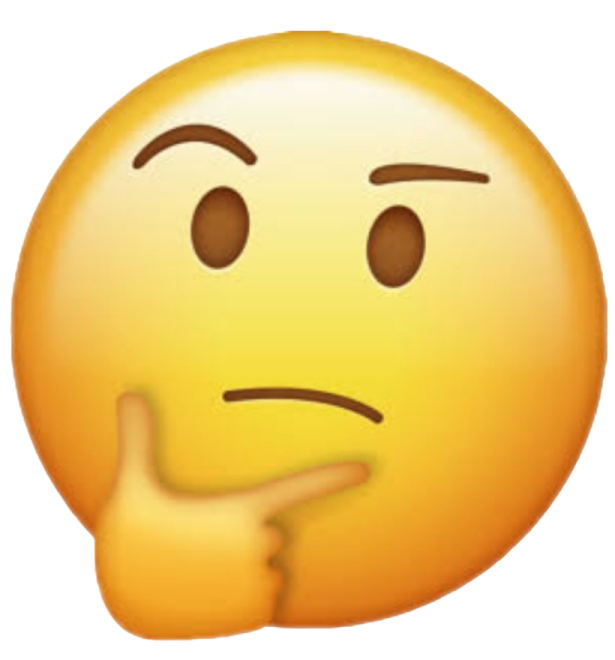a smiley face with a finger on it's cheek