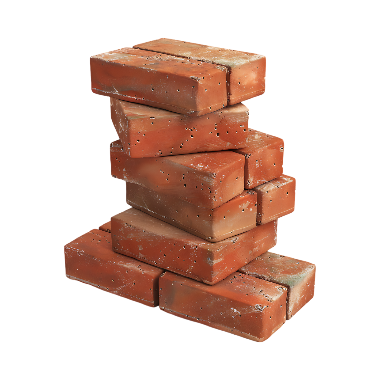 a stack of bricks on a white background