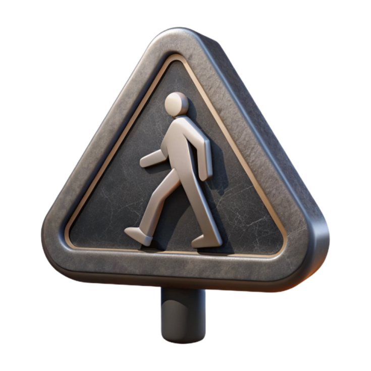 a pedestrian sign with a person walking on it