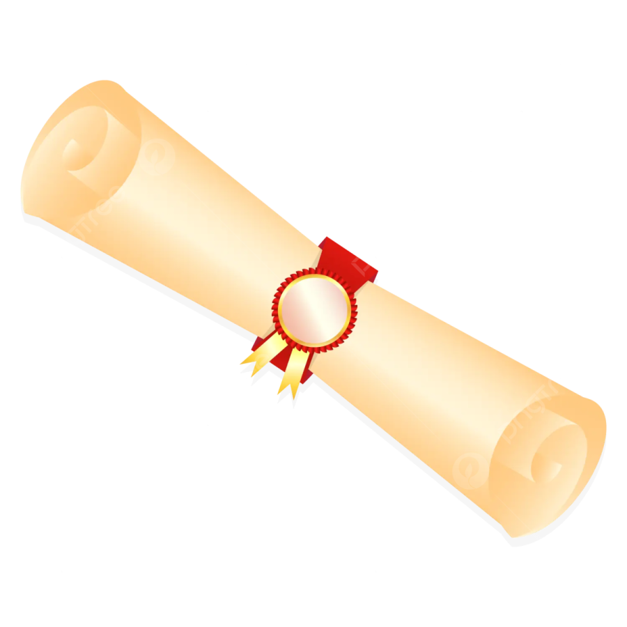 a scroll with a red ribbon on it