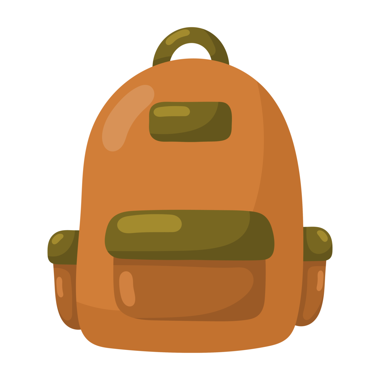 a brown backpack with green straps