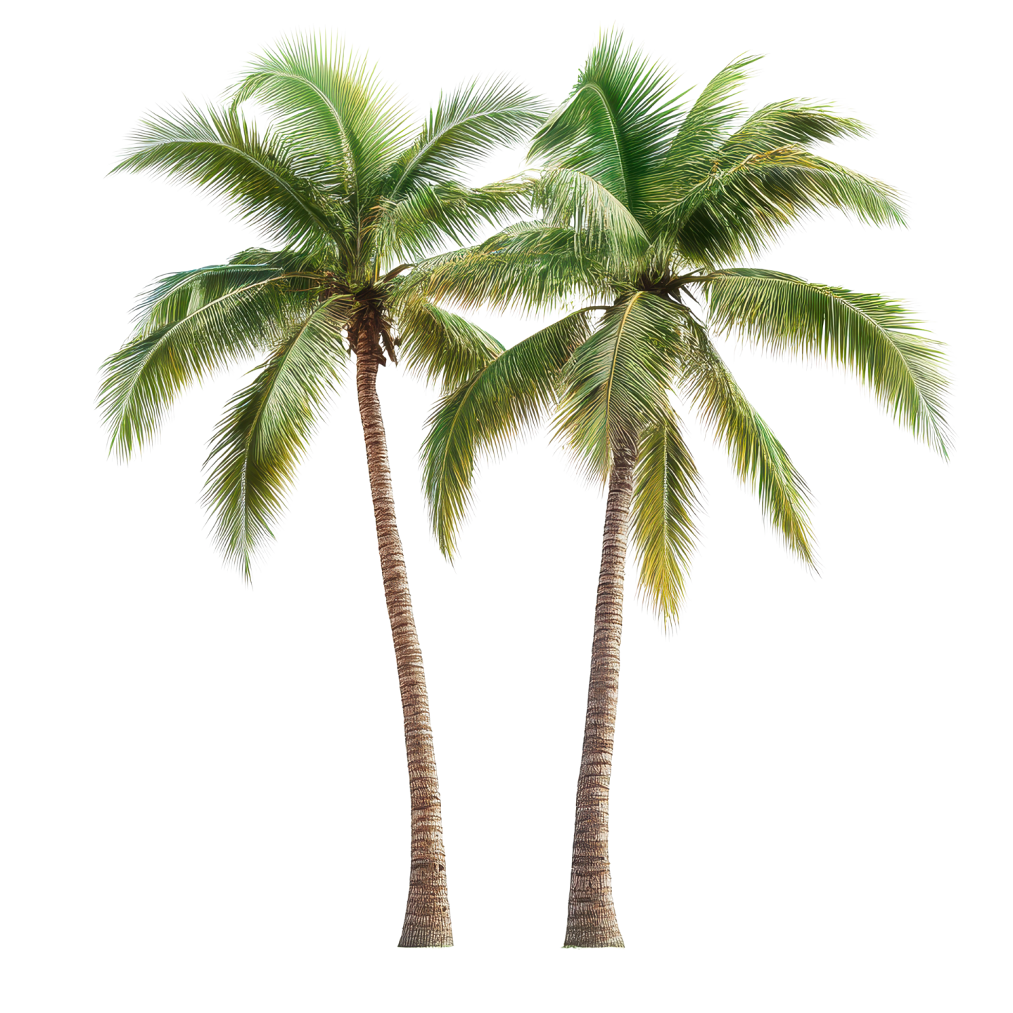 two palm trees on a white background