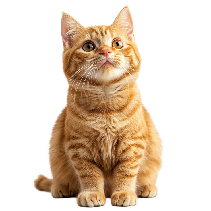 an orange kitten sitting on a white background