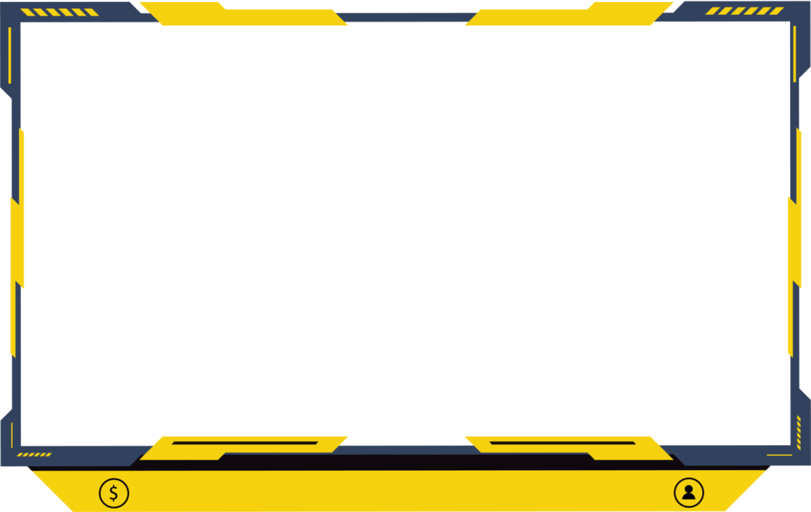 a yellow and black frame with a white background