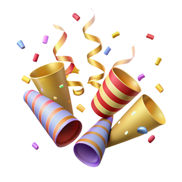 a bunch of colorful party hats with streamers