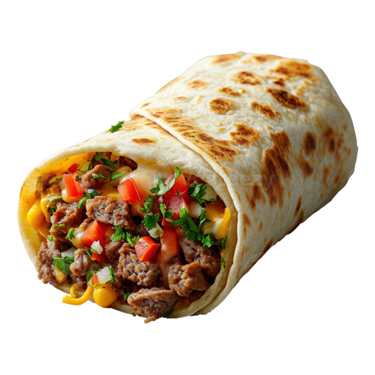 a burritoa filled with meat and vegetables