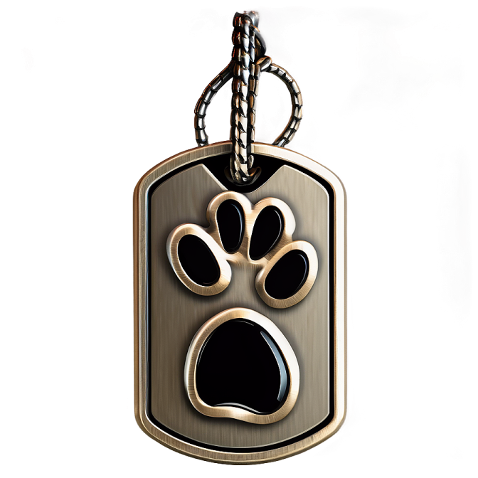 a dog tag with a paw on it