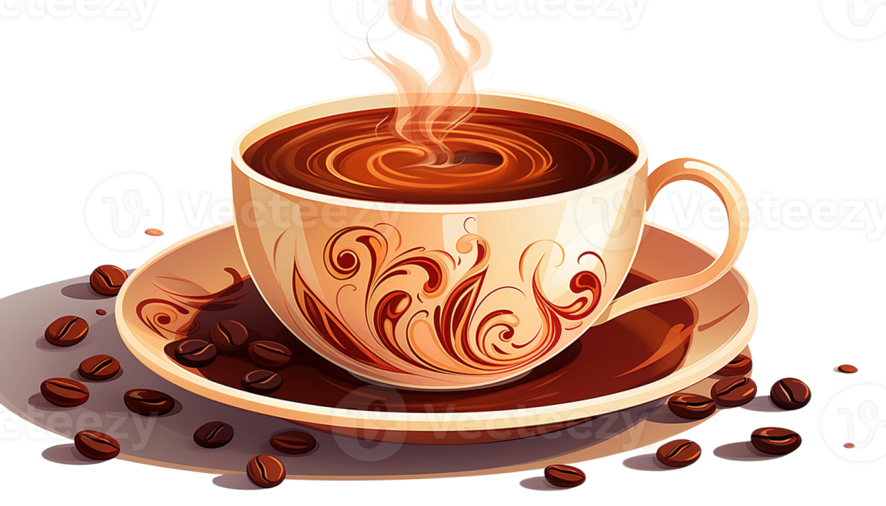 a cup of coffee and beans
