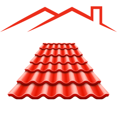 a red metal roof with a white background