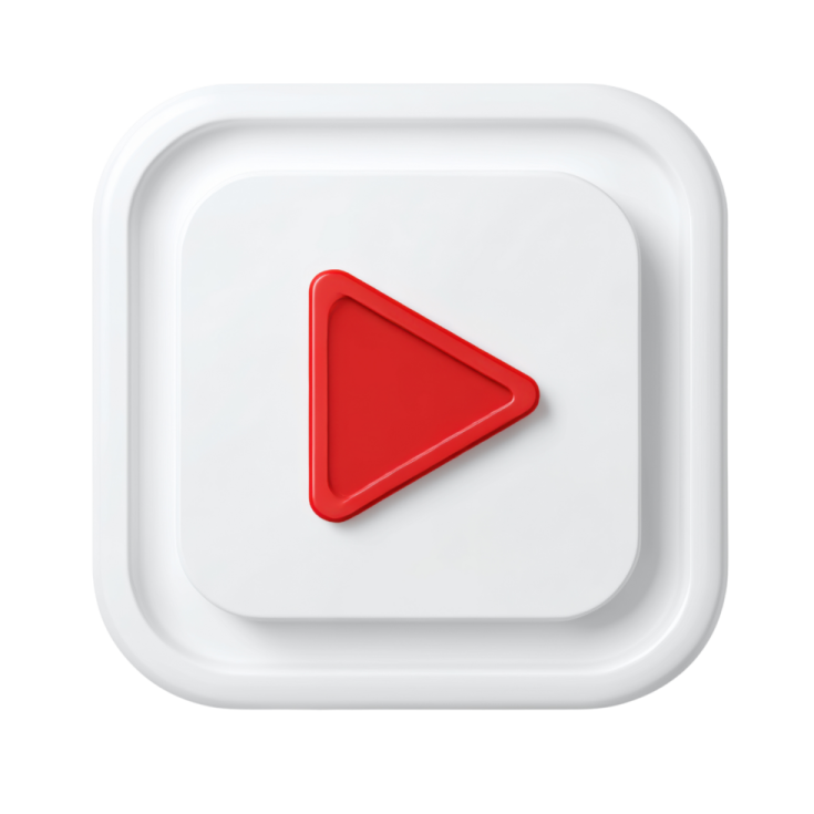 a red play button on a white background