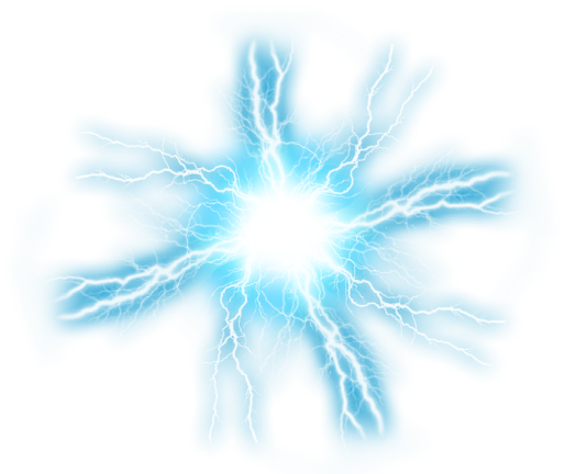 a blue lightning bolt on a white background