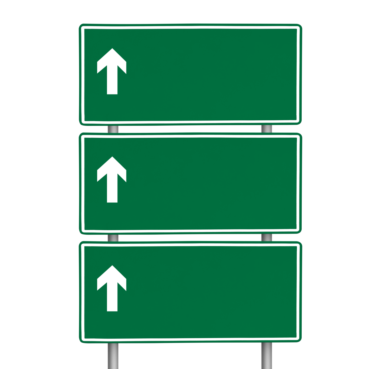 a green road sign with two arrows pointing left and right
