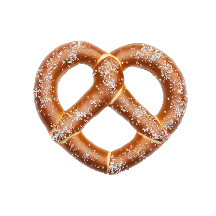 two pretzes in the shape of a heart on a white background