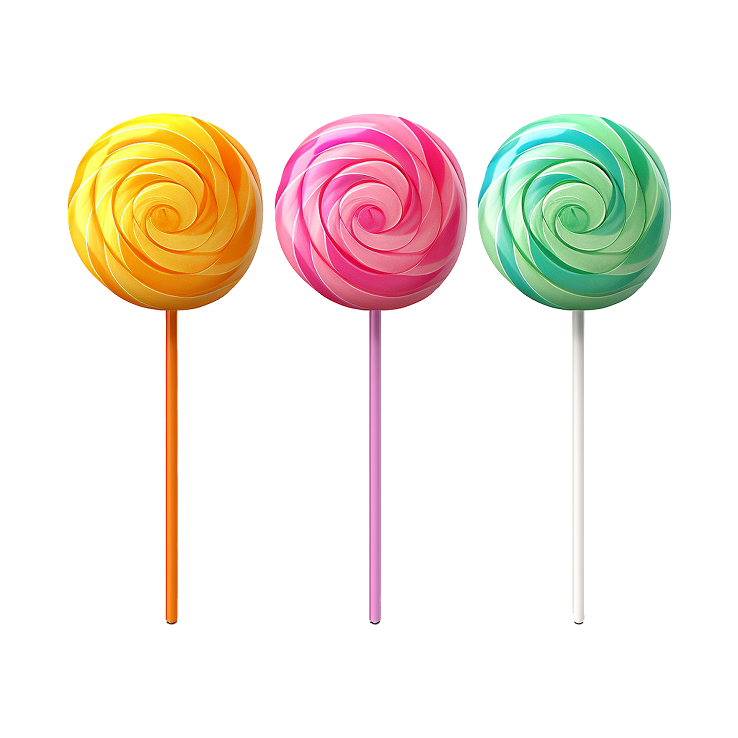 three colorful lops on a white background