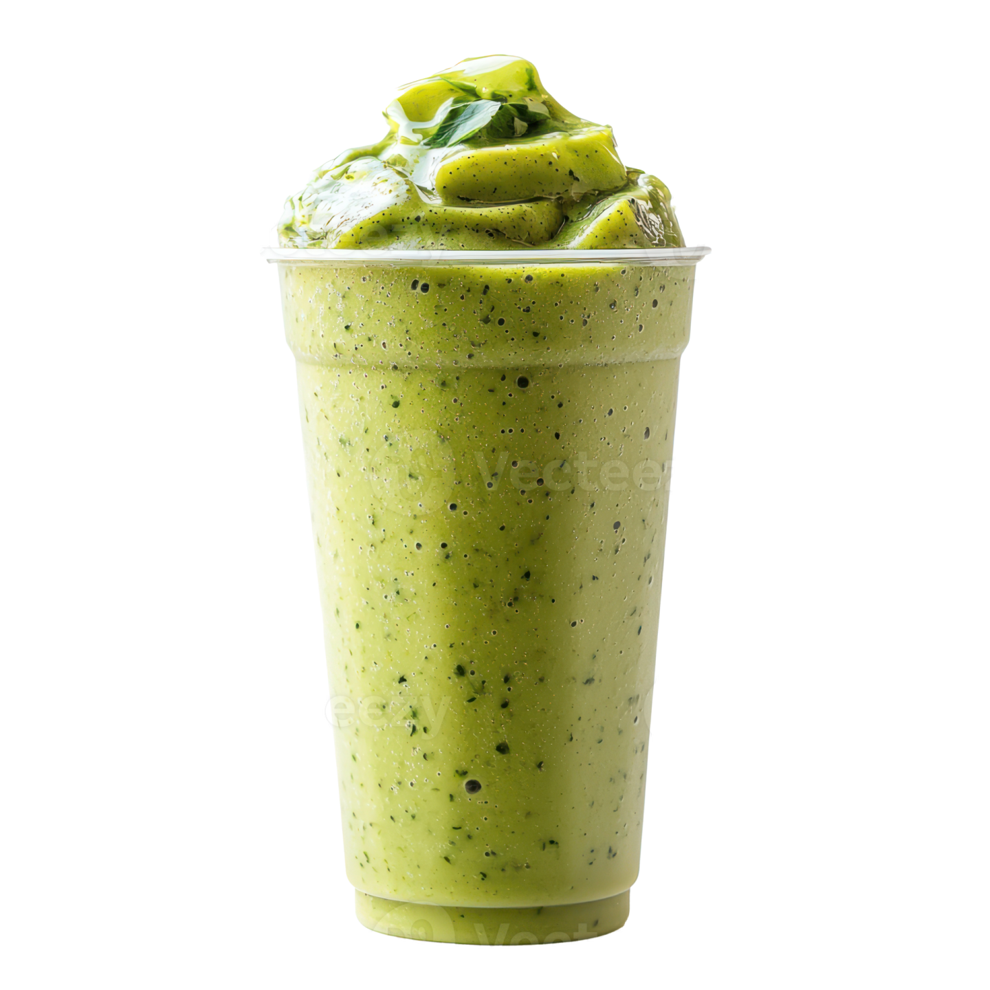 a green smoothie in a plastic cup