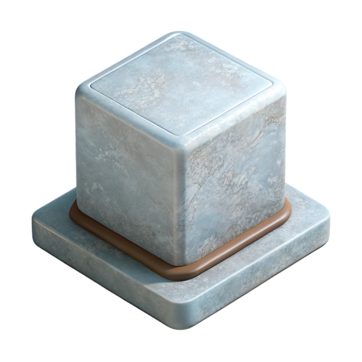 a blue marble block on a white background