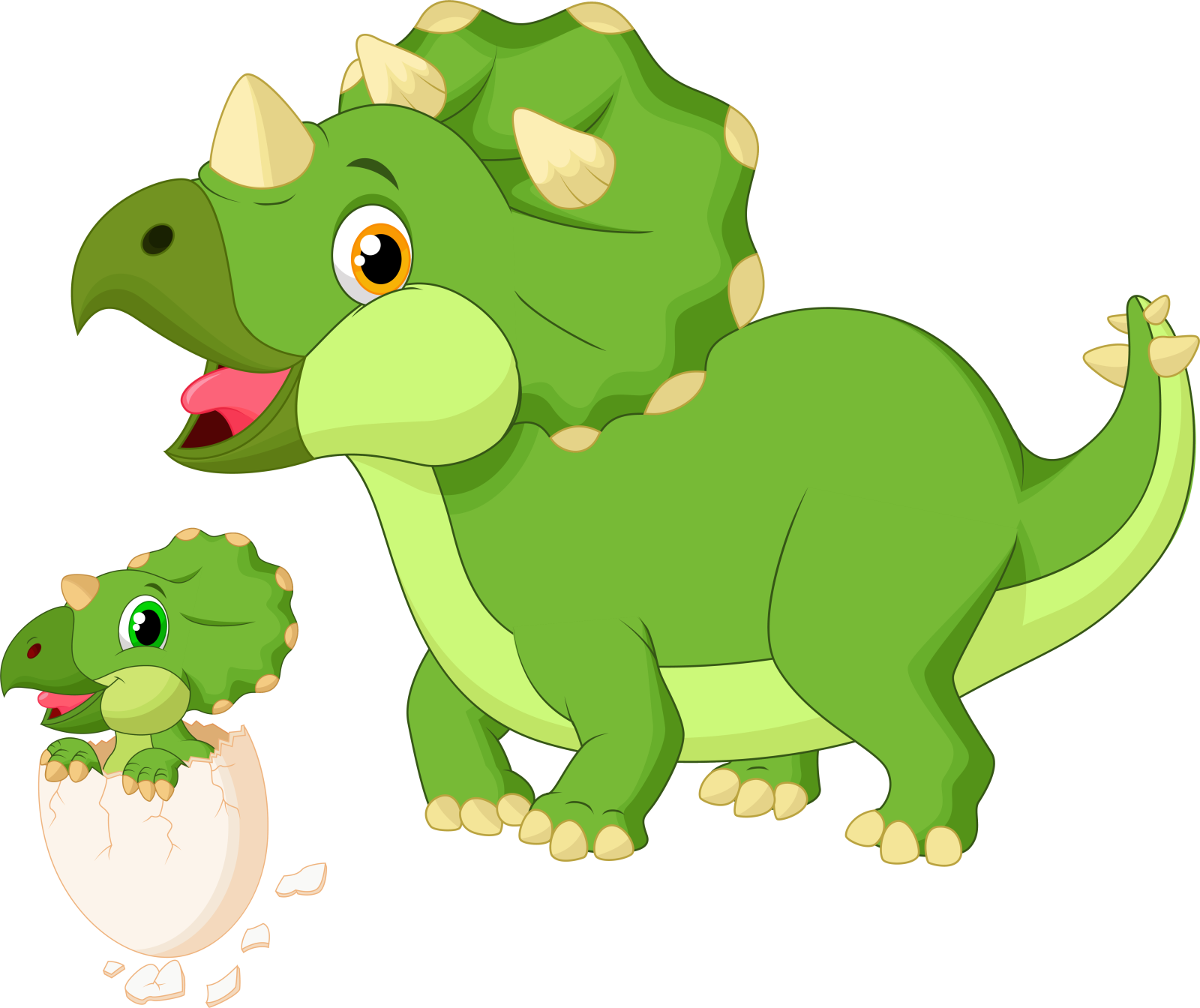 vector illustration of a cute dinosaur and a baby dinosaur