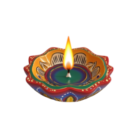 a colorfully decorated oil lamp