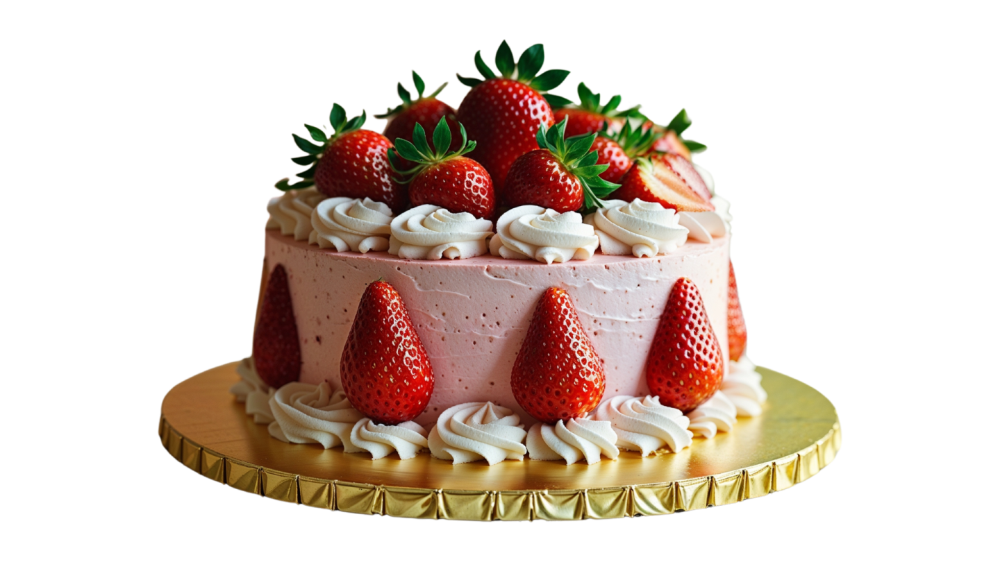 a cake with strawberries on top of it