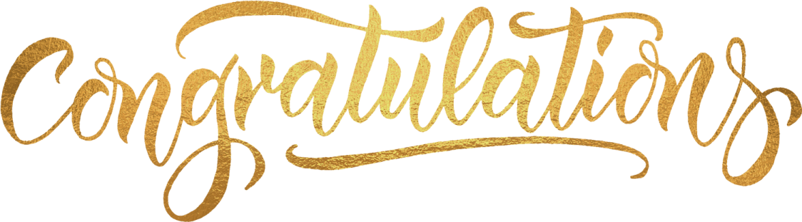 a gold foil lettering that says congratulations