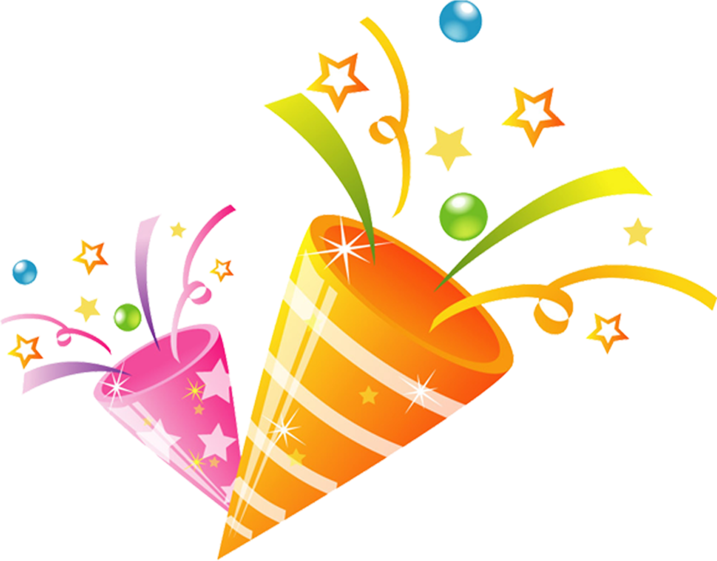 a party hat with streamers and stars