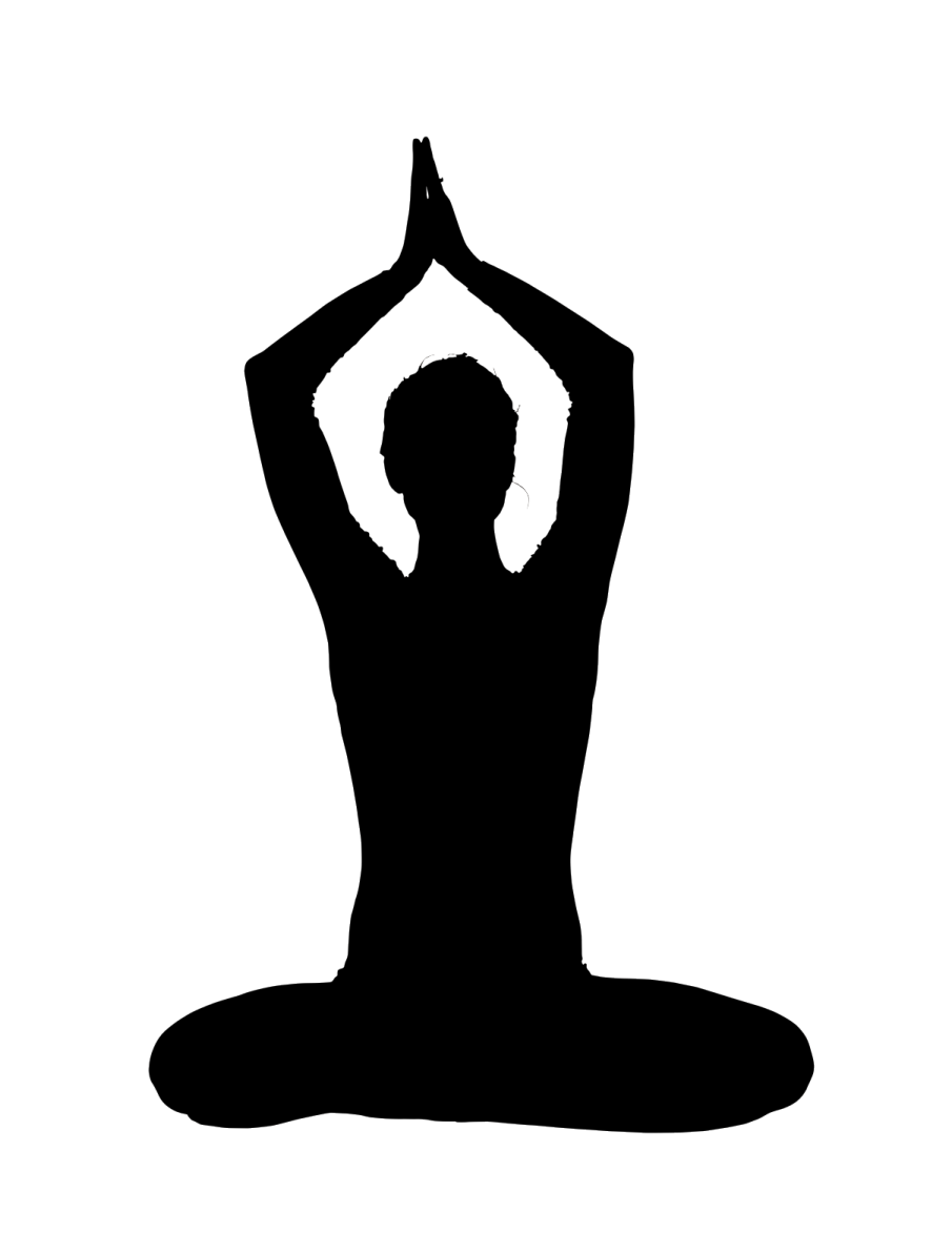 a silhouette of a woman doing yoga