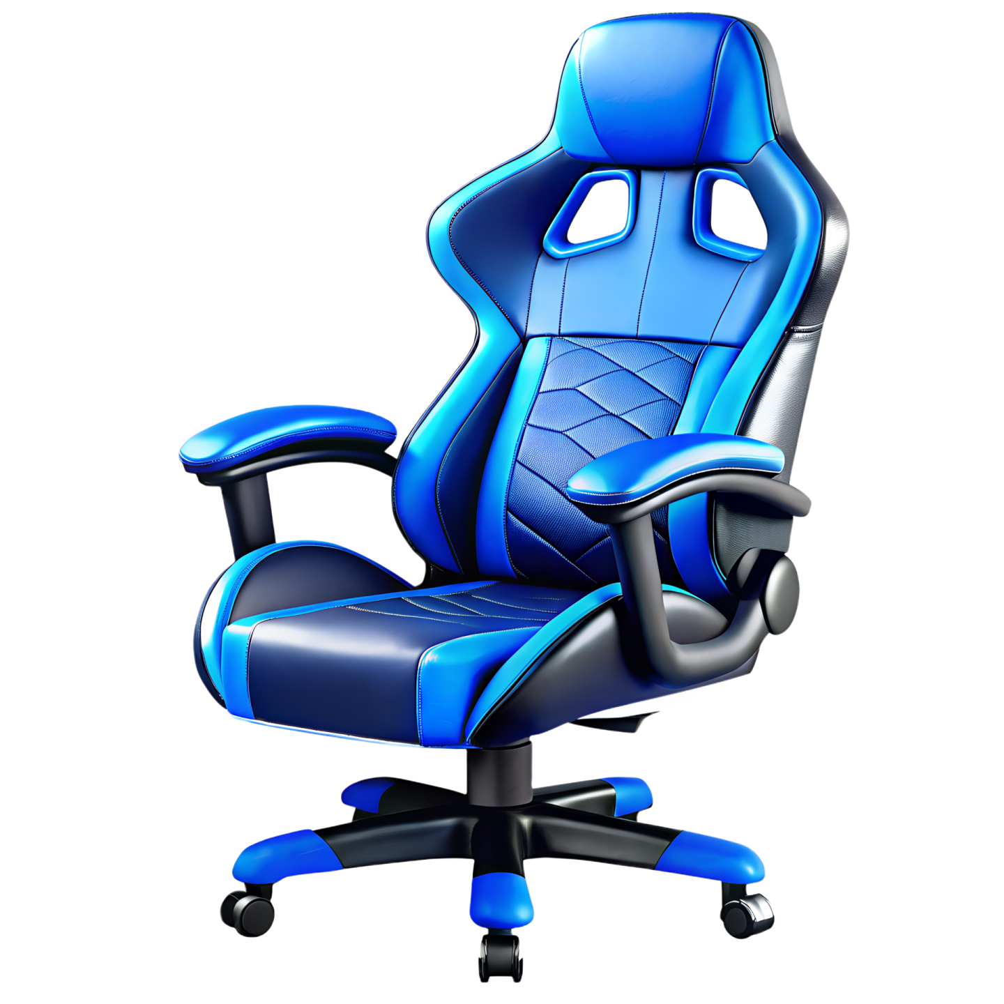 a blue office chair on a white background