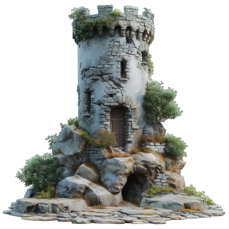 a model of a castle with trees and rocks