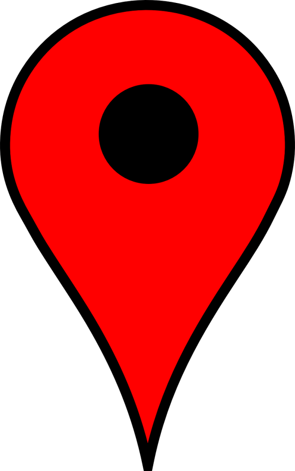 a red pin on a white background