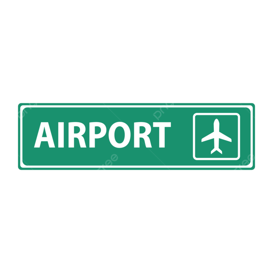 a green airport sign with the word airport