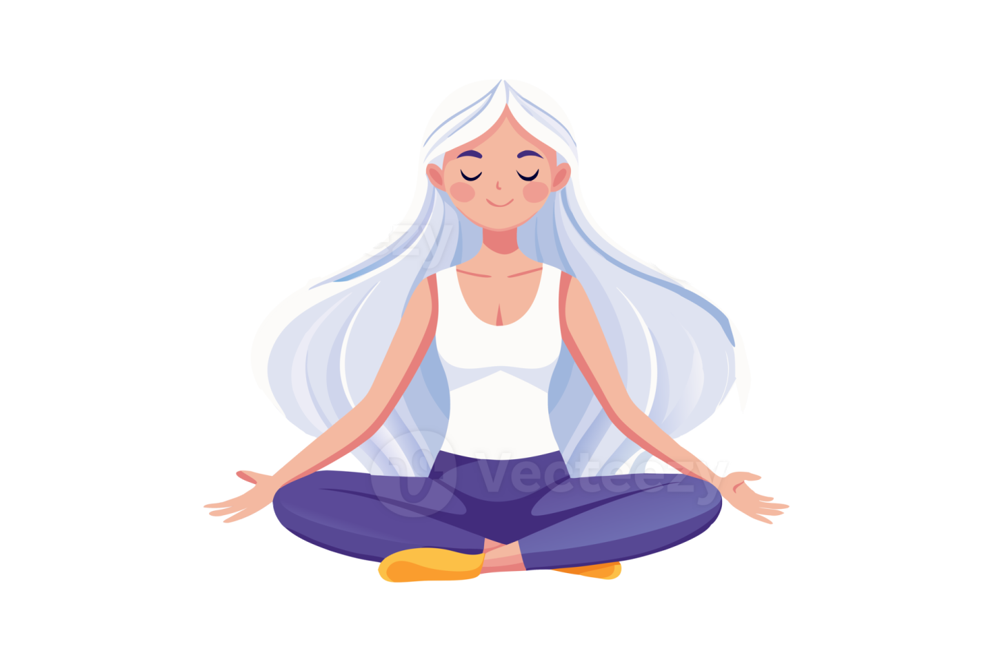 a woman sitting in the lotus position with her eyes closed