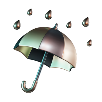 an umbrella with rain drops coming out of it