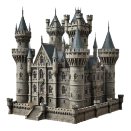 a model of a castle with turrets and turrets