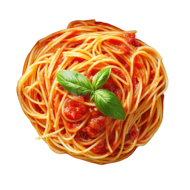 a bowl of spaghetti with tomato sauce