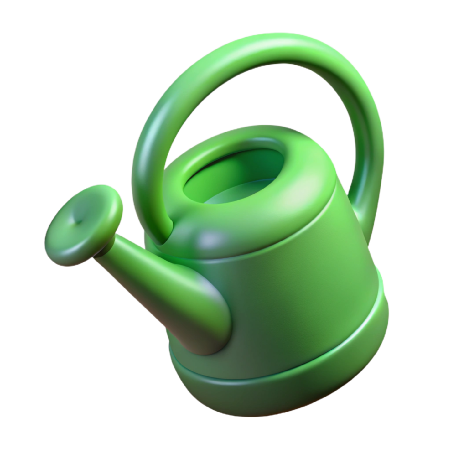 a green watering pot on a white background
