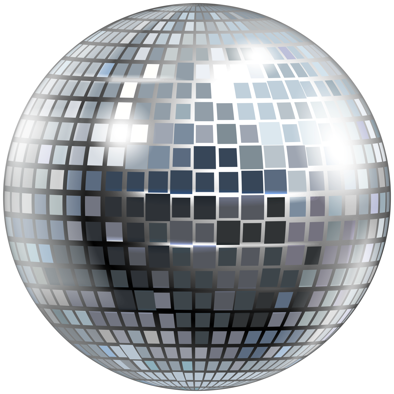 a shiny silver disco ball