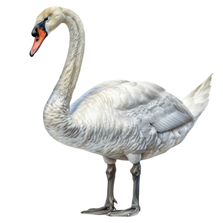 a white swan standing on its hinds