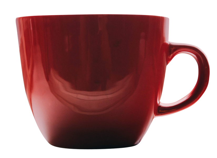 a red coffee mug on a white background