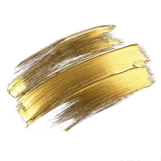a gold brush stroke on white background