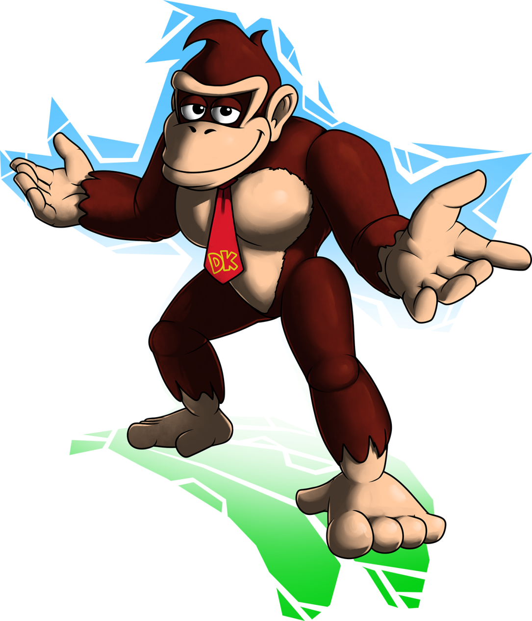 a cartoon monkey with a red tie and a green tie