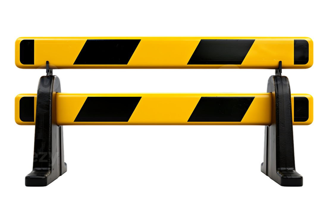 a pair of yellow and black barr barriers