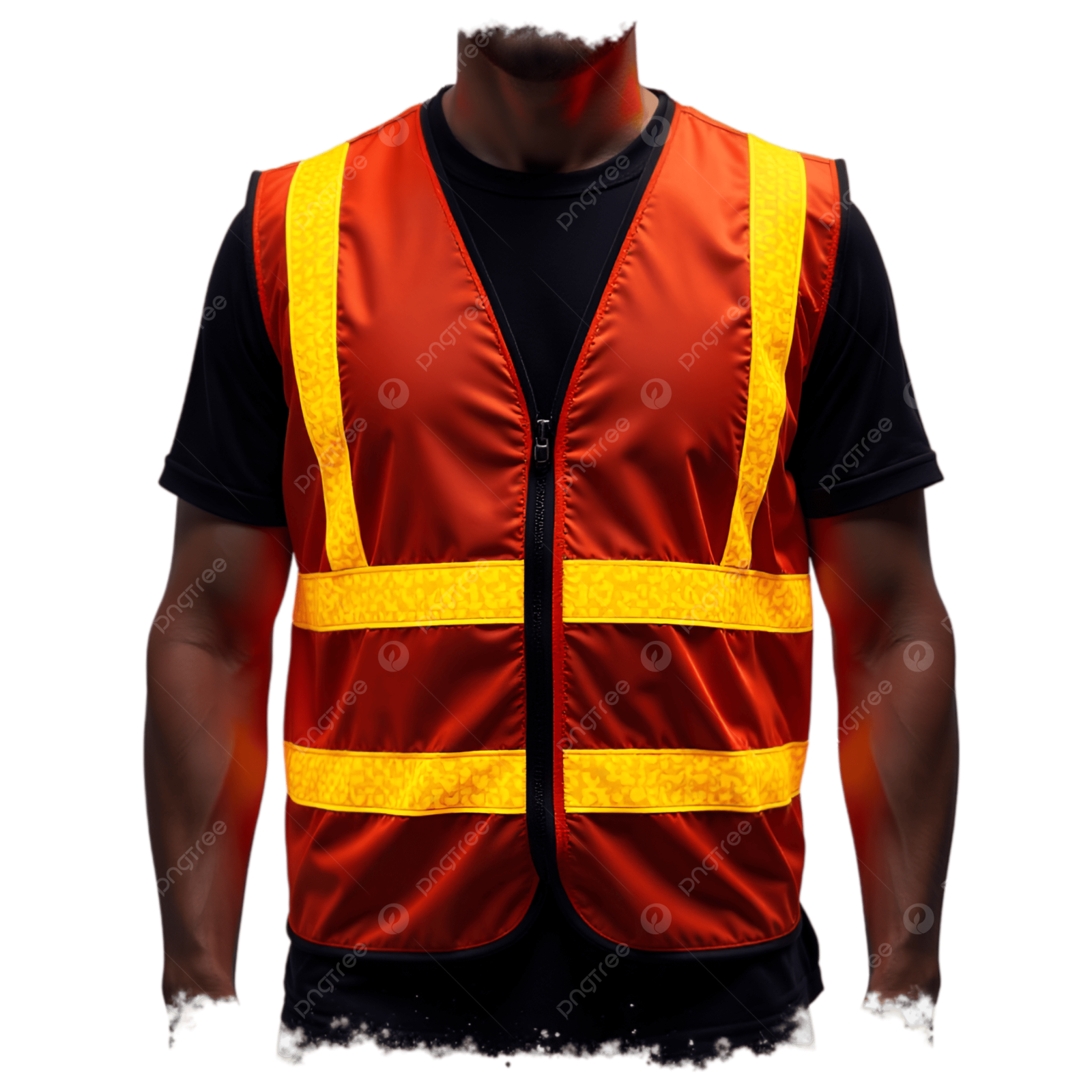 a man wearing an orange safety vest
