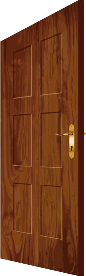 a wooden door on a white background