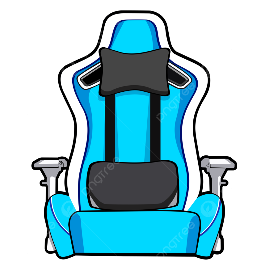 a blue office chair with a black seat