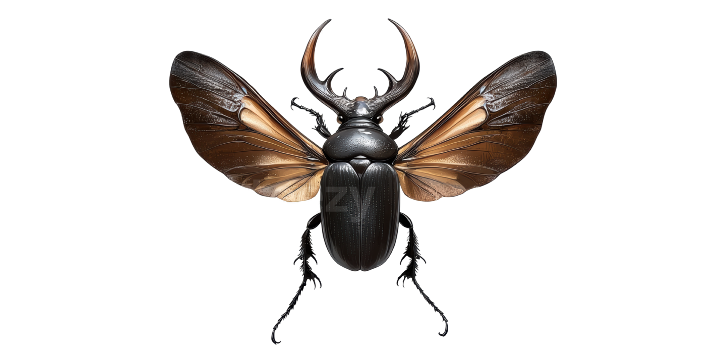 an illustration of a beetle on white background