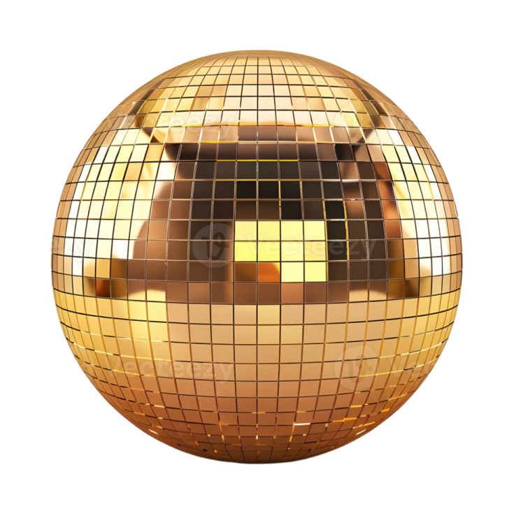 a golden disco ball on a white background