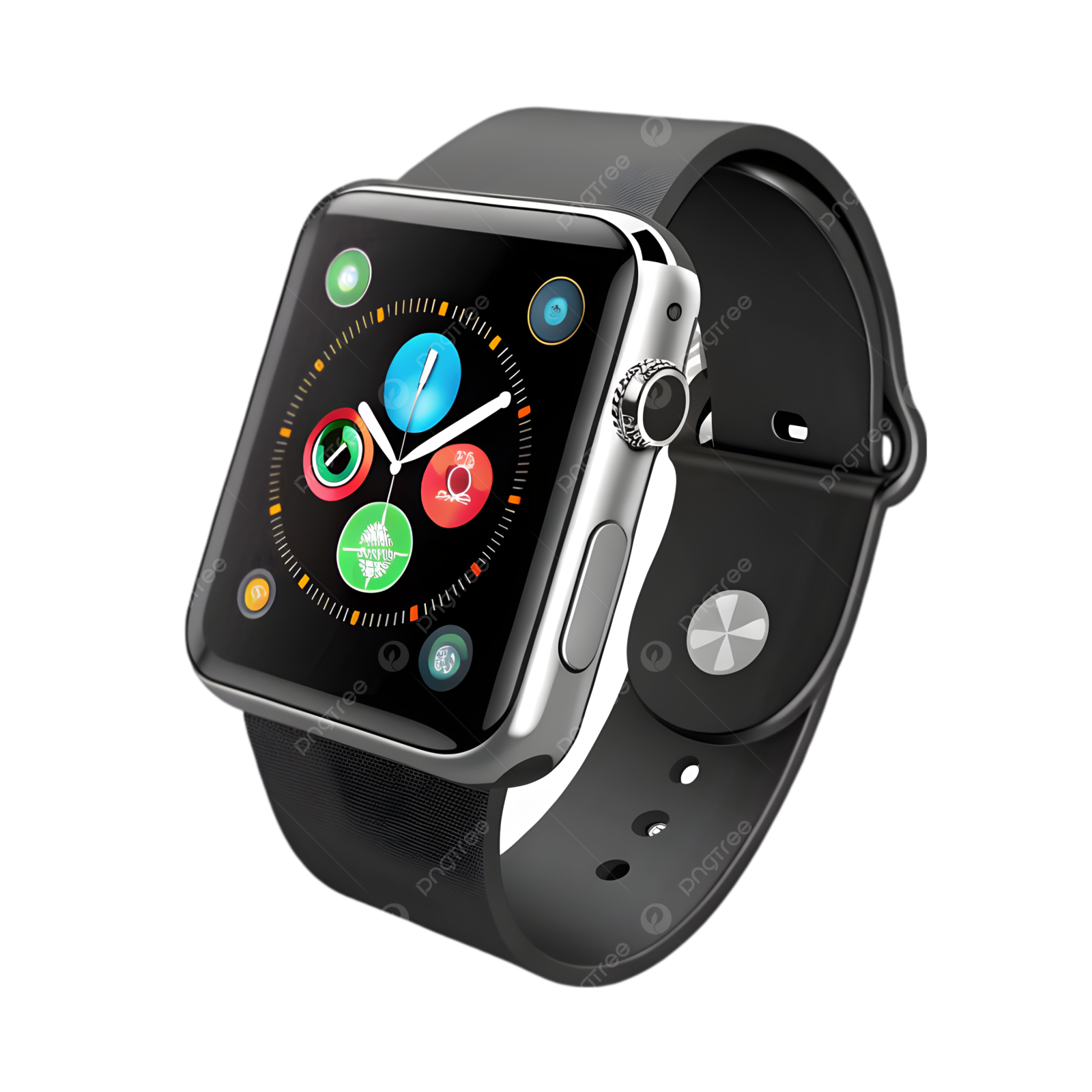 a black smart watch with an apple watch face