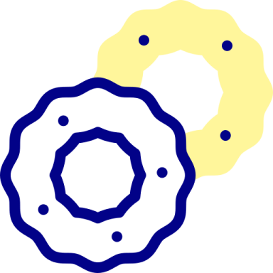 a blue circle with yellow circles around it