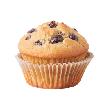 a muffin with chocolate chips on top